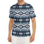 Blue Native Navajo Print Men's Short Sleeve Rash Guard