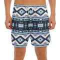 Blue Native Navajo Print Men's Split Running Shorts