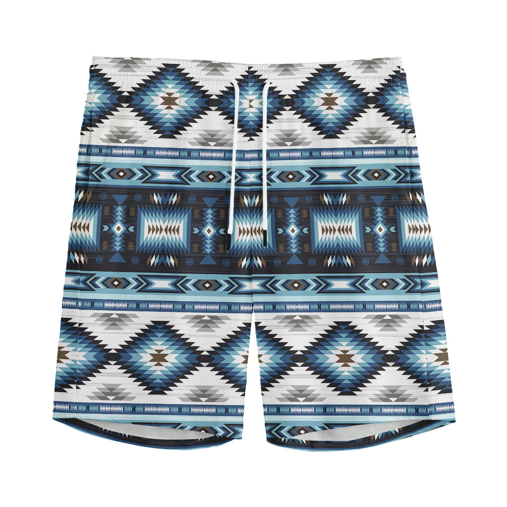Blue Native Navajo Print Men's Sports Shorts
