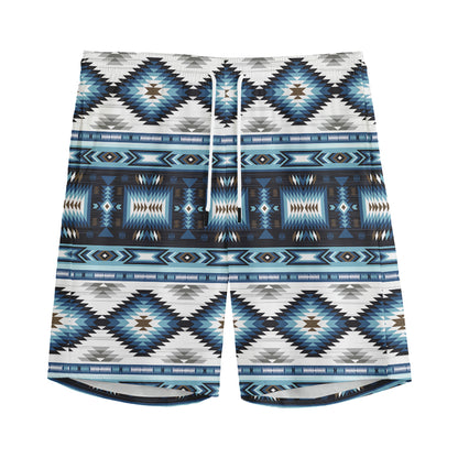 Blue Native Navajo Print Men's Sports Shorts