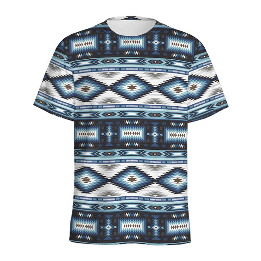 Blue Native Navajo Print Men's Sports T-Shirt