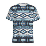 Blue Native Navajo Print Men's Sports T-Shirt
