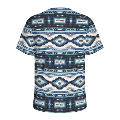 Blue Native Navajo Print Men's Sports T-Shirt