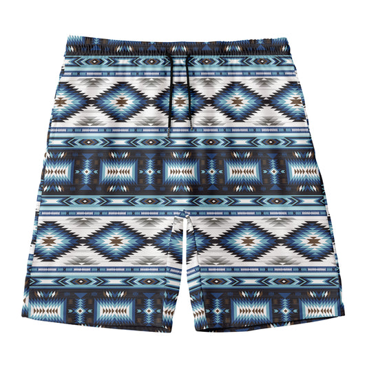 Blue Native Navajo Print Men's Swim Trunks