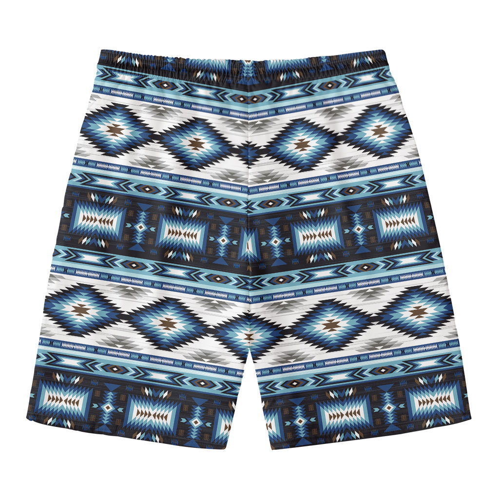 Blue Native Navajo Print Men's Swim Trunks
