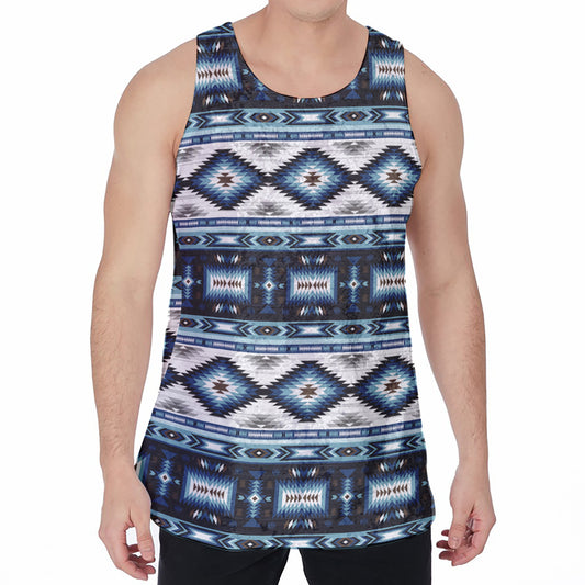 Blue Native Navajo Print Men's Velvet Tank Top