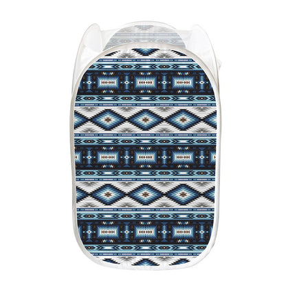 Blue Native Navajo Print Mesh Laundry Hamper