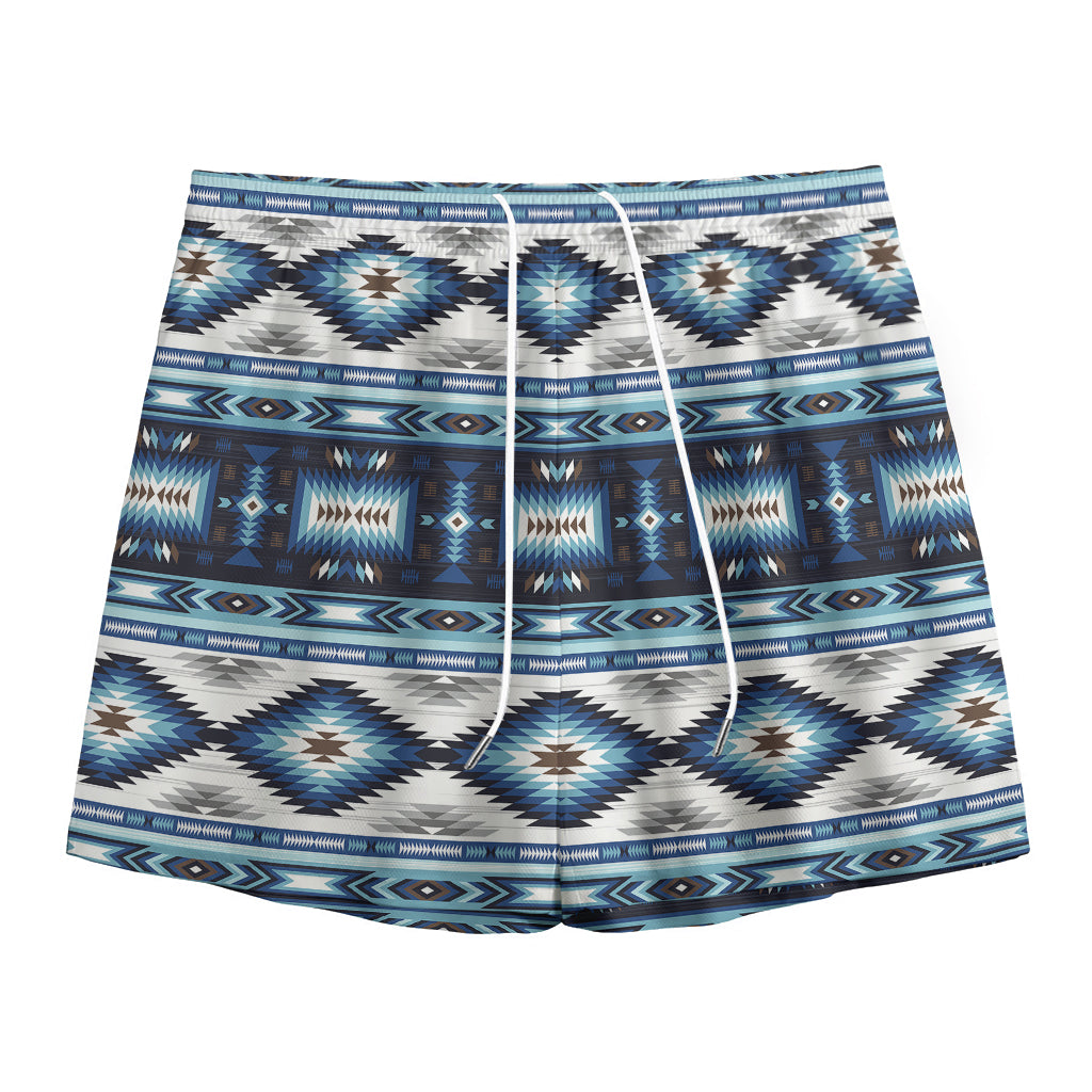 Blue Native Navajo Print Mesh Shorts