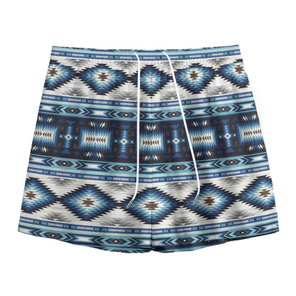 Blue Native Navajo Print Mesh Shorts