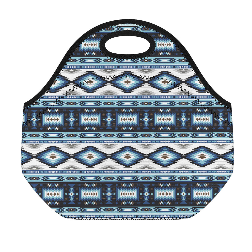 Blue Native Navajo Print Neoprene Lunch Bag