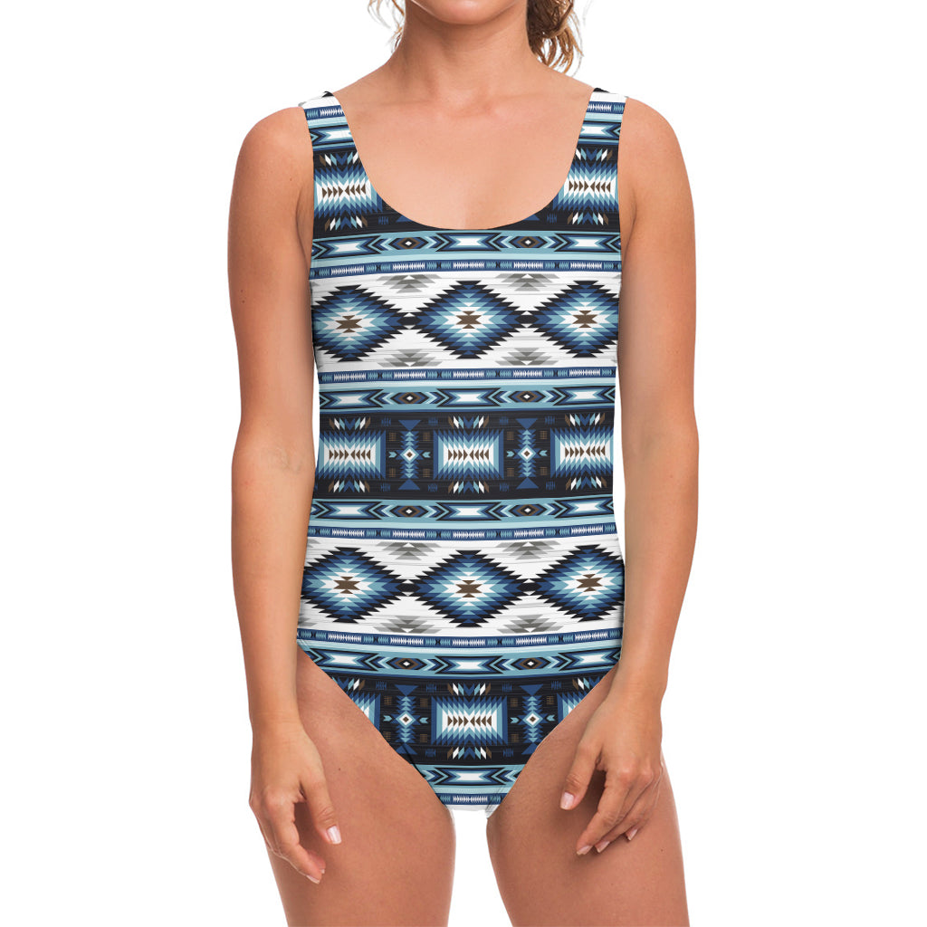 Blue Native Navajo Print One Piece Swimsuit