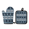 Blue Native Navajo Print Oven Mitt And Pot Holder Set
