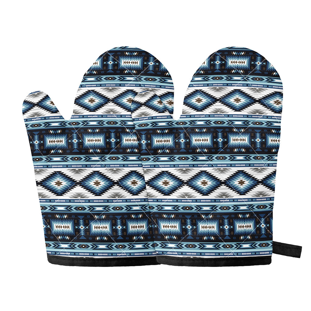 Blue Native Navajo Print Oven Mitts