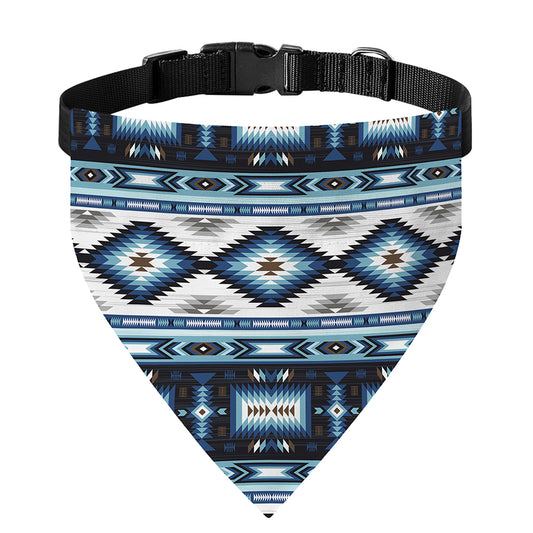Blue Native Navajo Print Over The Collar Dog Bandana