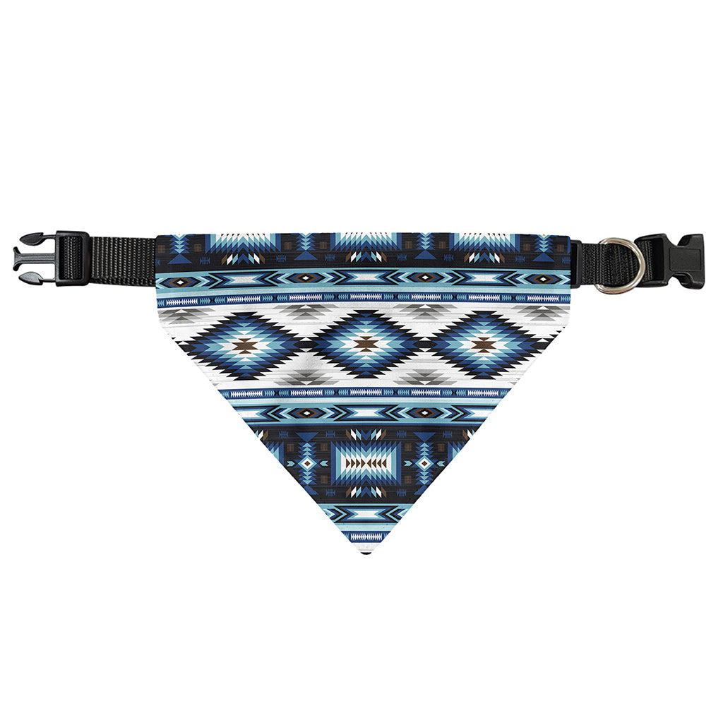 Blue Native Navajo Print Over The Collar Dog Bandana