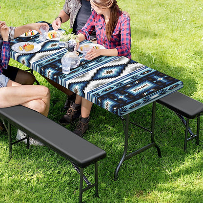Blue Native Navajo Print Picnic Table Cover