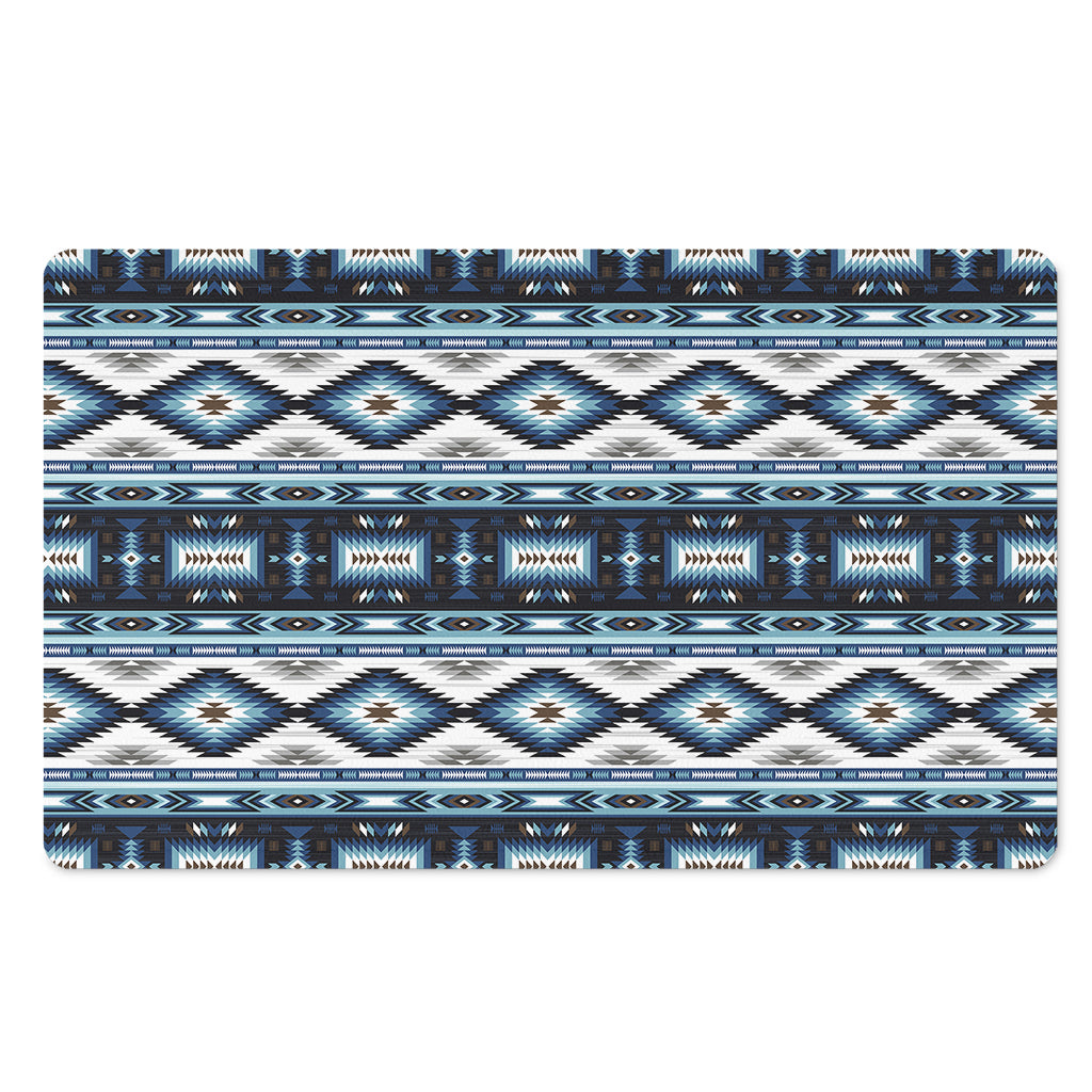 Blue Native Navajo Print Polyester Doormat