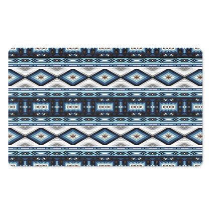 Blue Native Navajo Print Polyester Doormat