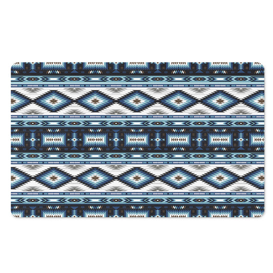Blue Native Navajo Print Polyester Doormat