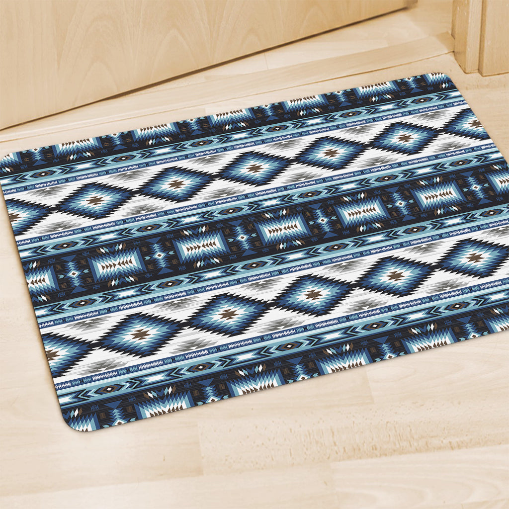 Blue Native Navajo Print Polyester Doormat
