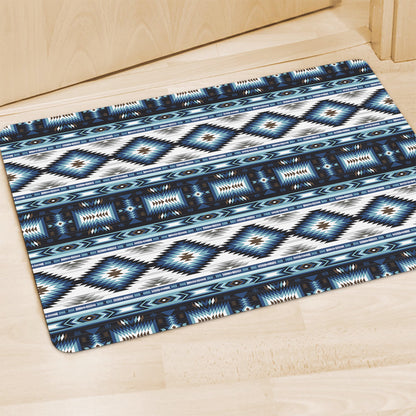 Blue Native Navajo Print Polyester Doormat