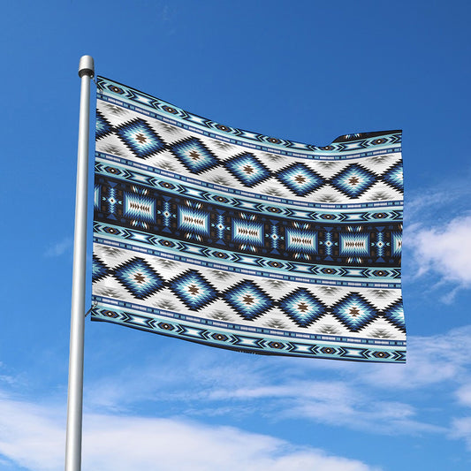 Blue Native Navajo Print Polyester Flag
