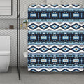 Blue Native Navajo Print Polyester Shower Curtain