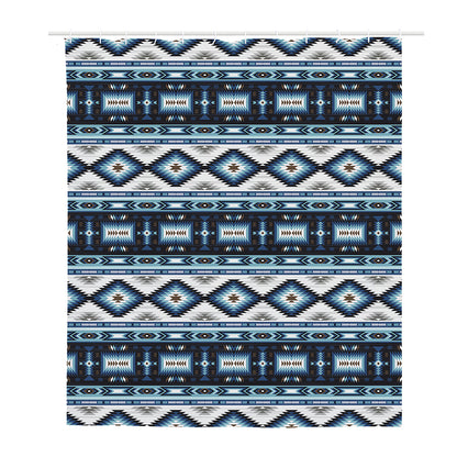 Blue Native Navajo Print Polyester Shower Curtain
