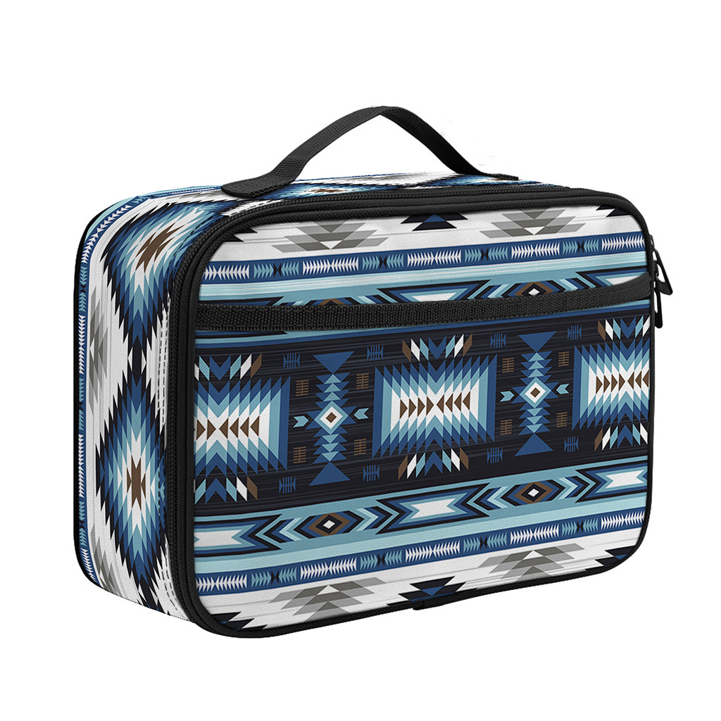 Blue Native Navajo Print Portable Lunch Bag