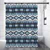 Blue Native Navajo Print Premium Shower Curtain