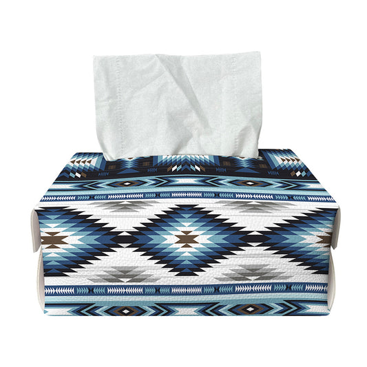 Blue Native Navajo Print Rectangle Tissue Box Cover