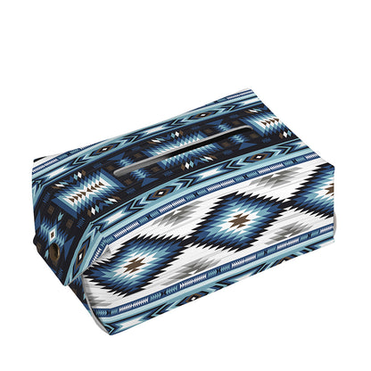 Blue Native Navajo Print Rectangle Tissue Box Cover
