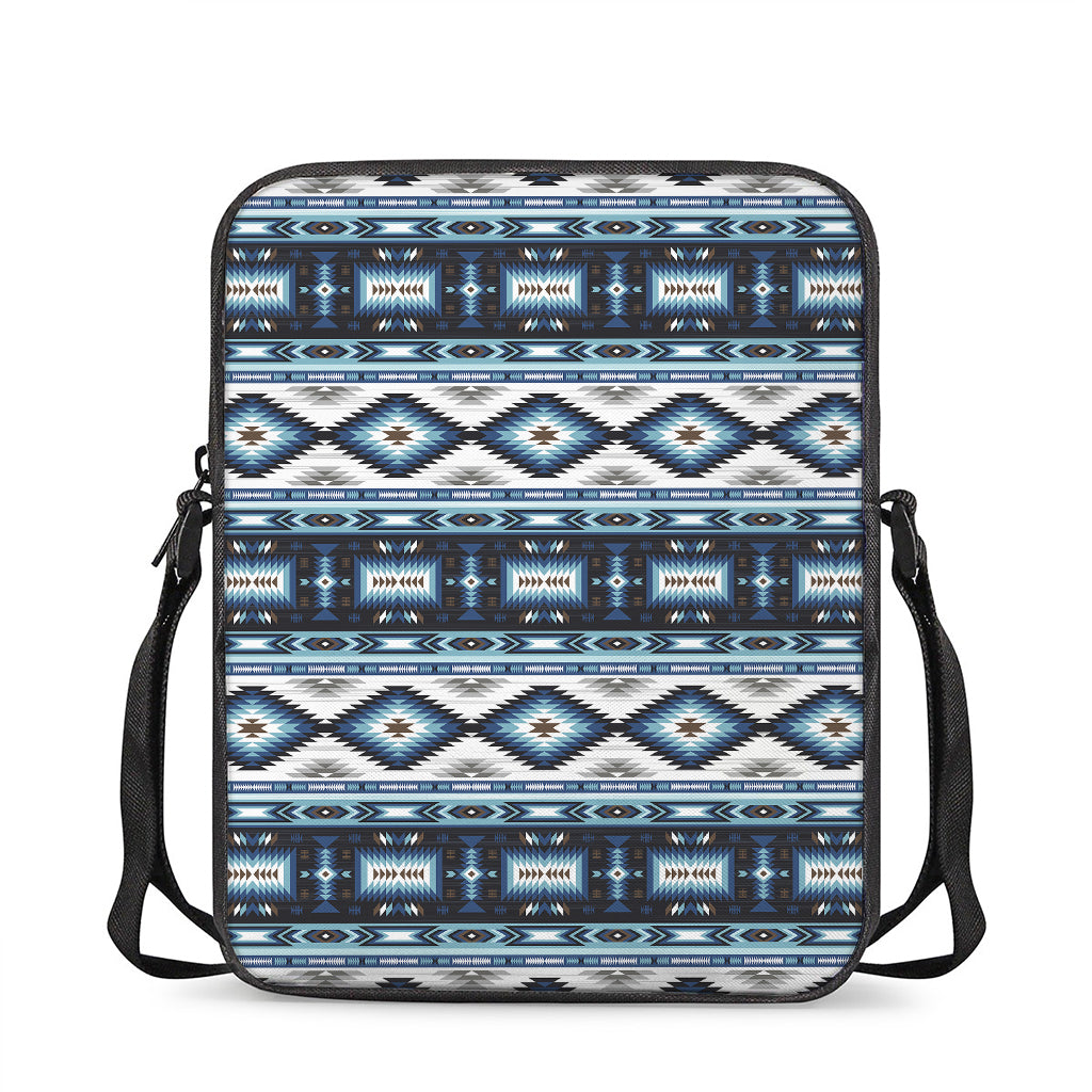 Blue Native Navajo Print Rectangular Crossbody Bag