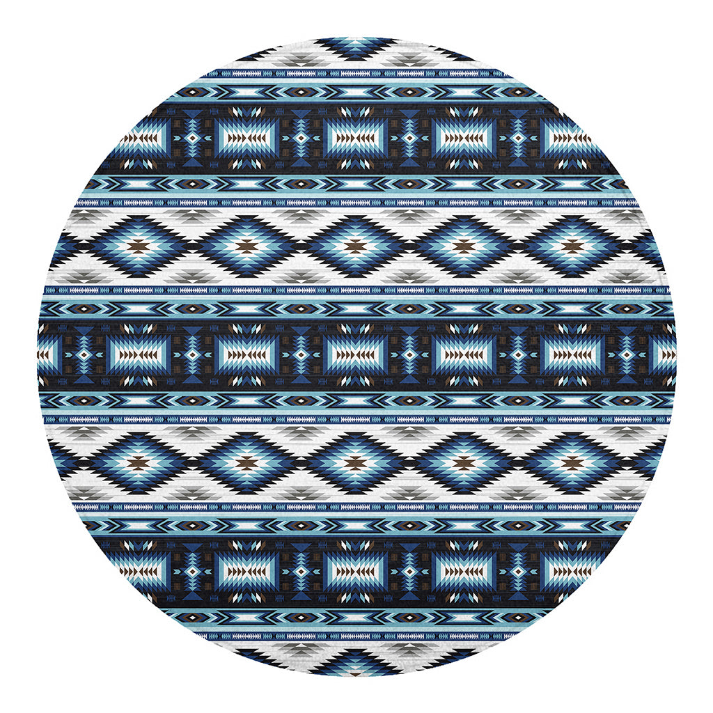 Blue Native Navajo Print Round Blanket