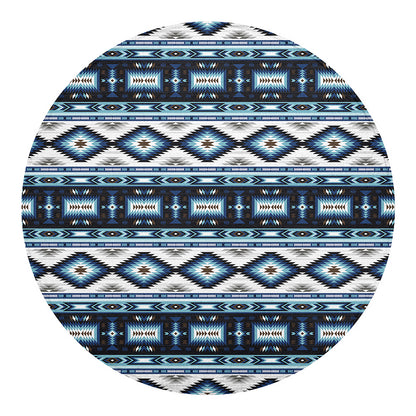 Blue Native Navajo Print Round Blanket
