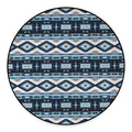 Blue Native Navajo Print Round Floor Mat