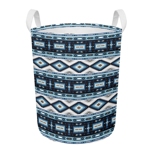 Blue Native Navajo Print Round Laundry Basket
