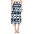 Blue Native Navajo Print Side Slit Midi Skirt