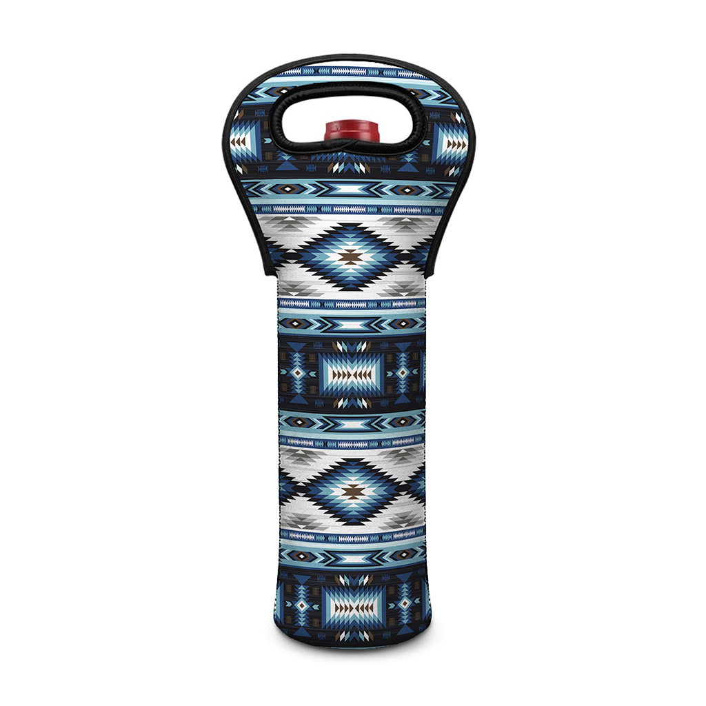 Blue Native Navajo Print Single Neoprene Wine Tote