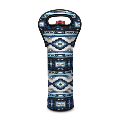Blue Native Navajo Print Single Neoprene Wine Tote