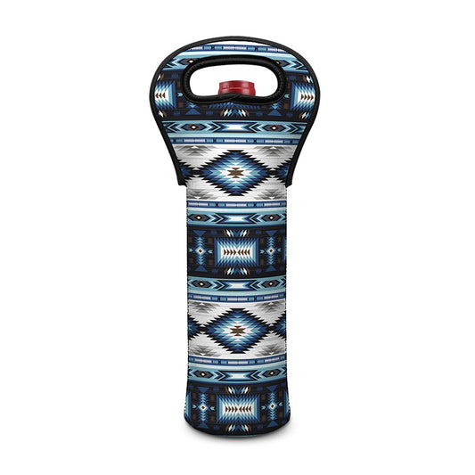 Blue Native Navajo Print Single Neoprene Wine Tote