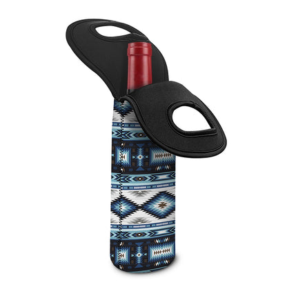 Blue Native Navajo Print Single Neoprene Wine Tote