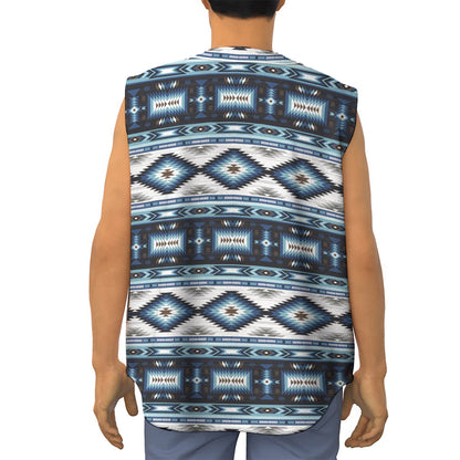 Blue Native Navajo Print Sleeveless Baseball Jersey