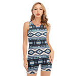 Blue Native Navajo Print Sleeveless One Piece Swimsuit