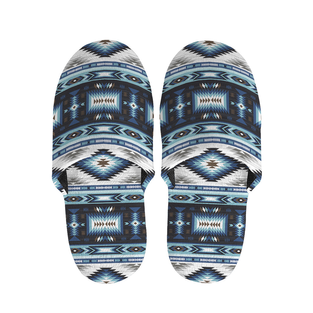 Blue Native Navajo Print Slippers