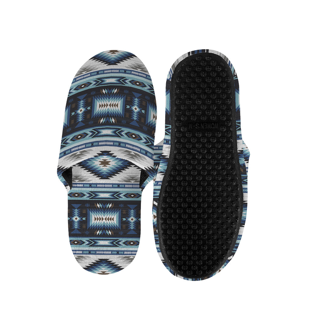 Blue Native Navajo Print Slippers