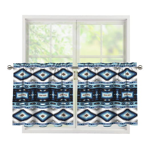 Blue Native Navajo Print Tier Curtains