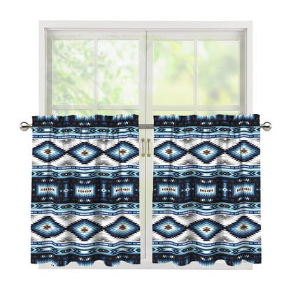 Blue Native Navajo Print Tier Curtains