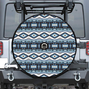 Blue Native Navajo Print Tire Cover With Camera Hole