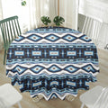 Blue Native Navajo Print Waterproof Round Tablecloth